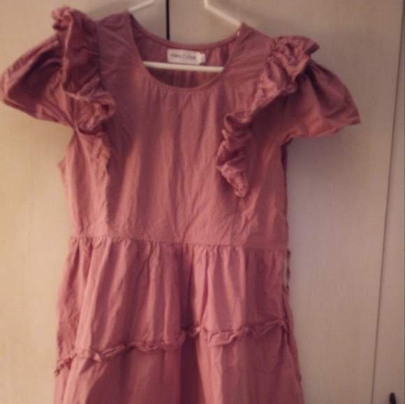 Mauve Ruffled Tie Back Dress - Picture 2 of 4